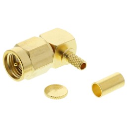 1 pcs - Telegartner, Plug Cable Mount SMA Connector, 50Ω, Crimp Termination, Right Angle Body
