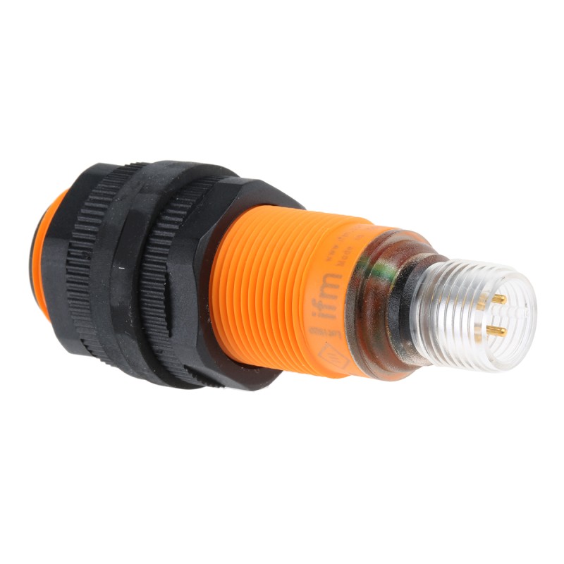 1 pcs - ifm electronic Ultrasonic Barrel-Style Proximity Sensor, M18 x 1, 40 - 300 mm Detection, PNP Output, 10 -