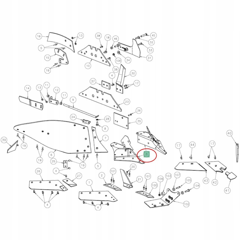 Left plow support kverneland kk073407r original
