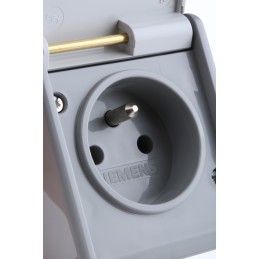 1 pcs - Siemens Grey 1 Gang Plug Socket, 10A, Type E - French, Outdoor Use