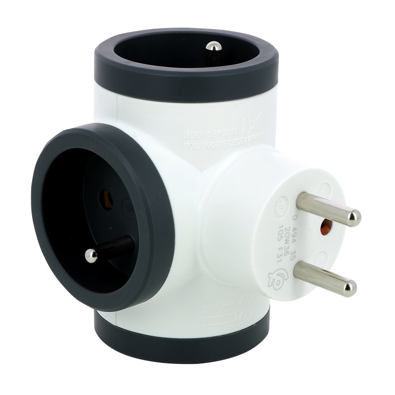 1 pcs - Legrand French / German Multi Outlet Plug, 16A, Plug-In