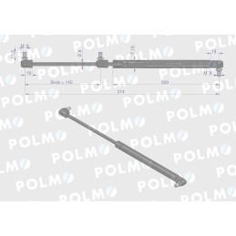 Rear window actuator 374mm 65418006 Renault Polmo