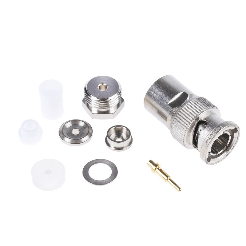 1 pcs - Telegartner, Plug Cable Mount BNC Connector, 50Ω, Clamp Termination, Straight Body