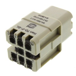 10 pcs - HARTING Heavy Duty Power Connector Insert, 10A, Female, Han D Series, 8 Contacts
