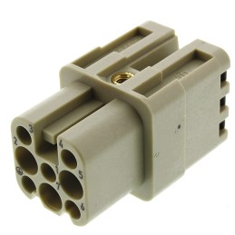 10 pcs - HARTING Heavy Duty Power Connector Insert, 10A, Female, Han D Series, 8 Contacts