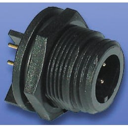 1 pcs - Bulgin Circular Connector, 6 Contacts, PCB Mount, Miniature Connector, Plug, Male, IP68, Buccaneer 400 Series