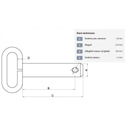Straight pin pin with handle 35mm dl 183mm