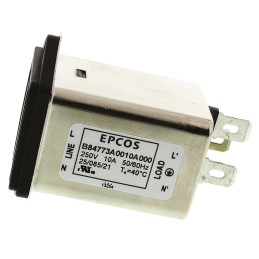 1 pcs - EPCOS 10A, 250 V ac/dc Panel Mount IEC Inlet Filter B84773A0010A000, Tab