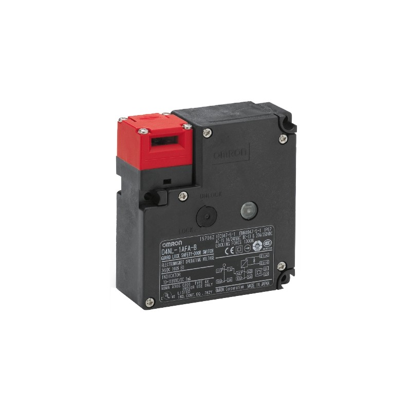 1 pcs - Omron D4NL Series Limit Switch, Power to Lock, 24V dc, 1NC/1NO + 1NC/1NO