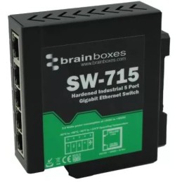1 pcs - Brainboxes DIN Rail Mount Ethernet Switch, 5 RJ45 Ports, 1000Mbit/s Transmission, 5 - 30V dc