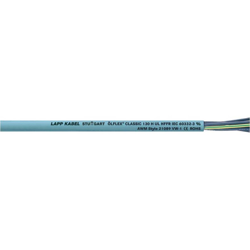 1 Reel of 50 M - Lapp ÖLFLEX CLASSIC 130 Control Cable, 3 Cores, 6 mm², YY, Unscreened, 50m, Grey LSZH Sheath, 9 AWG