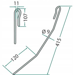 Granite seed drill tine 18010 st A15