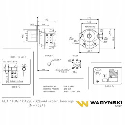 Hydraulic pump n 732a pa2207g2b44a jcb 3c 4c 3