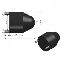 Spring, rubber bumper, large, 2 screws, HL RM trailer