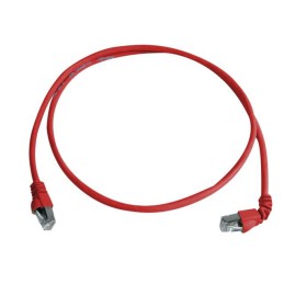 1 pcs - Telegartner Cat6a Right Angle Male RJ45 to Male RJ45 Ethernet Cable, S/FTP, Red LSZH Sheath, 2m