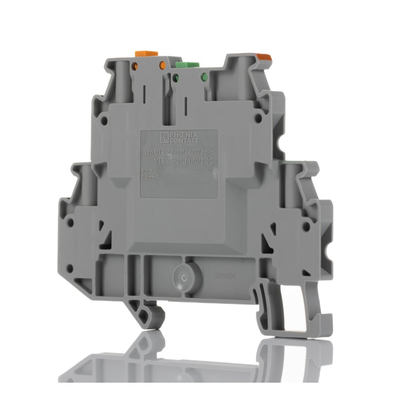 1 pcs - Phoenix Contact UTT 2.5-2MT-P/P Series Grey Knife Disconnect Terminal Block, 0.14 - 4mm², Double-Level, Screw