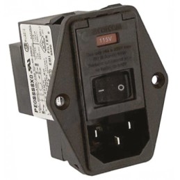 1 pcs - TE Connectivity 10A, 250 V ac Male Flange Mount IEC Filter 2 Pole PE0SXDHX0, Spade 2 Fuse