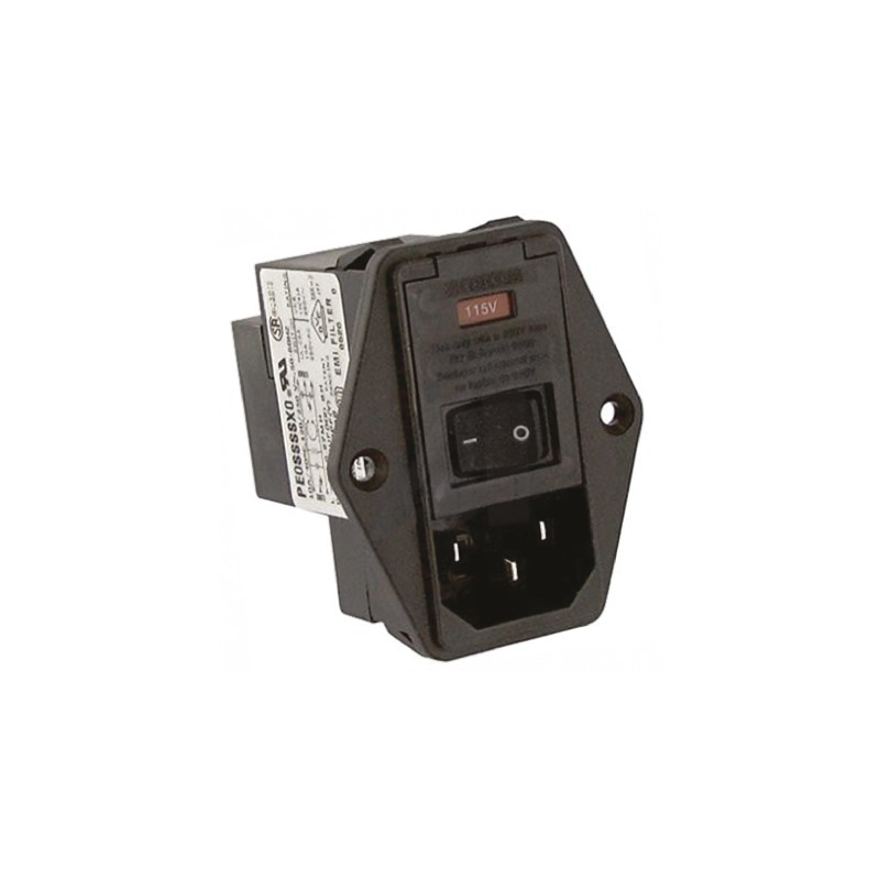 1 pcs - TE Connectivity 10A, 250 V ac Male Flange Mount IEC Filter 2 Pole PE0SXDHX0, Spade 2 Fuse