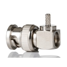 1 pcs - RS PRO, Plug Cable Mount BNC Connector, 50Ω, Crimp Termination, Right Angle Body