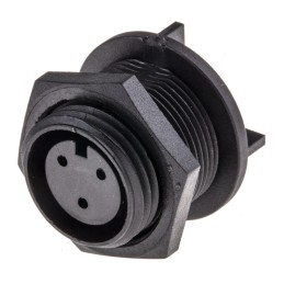 1 pcs - Bulgin Circular Connector, 3 Contacts, Rear Mount, Miniature Connector, Socket, Female, IP68, Buccaneer 400 Series