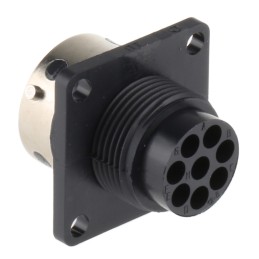 1 pcs - ITT Cannon Circular Connector, 8 Contacts, Panel Mount, Socket, Female, IP65, Trident Ringlock Series