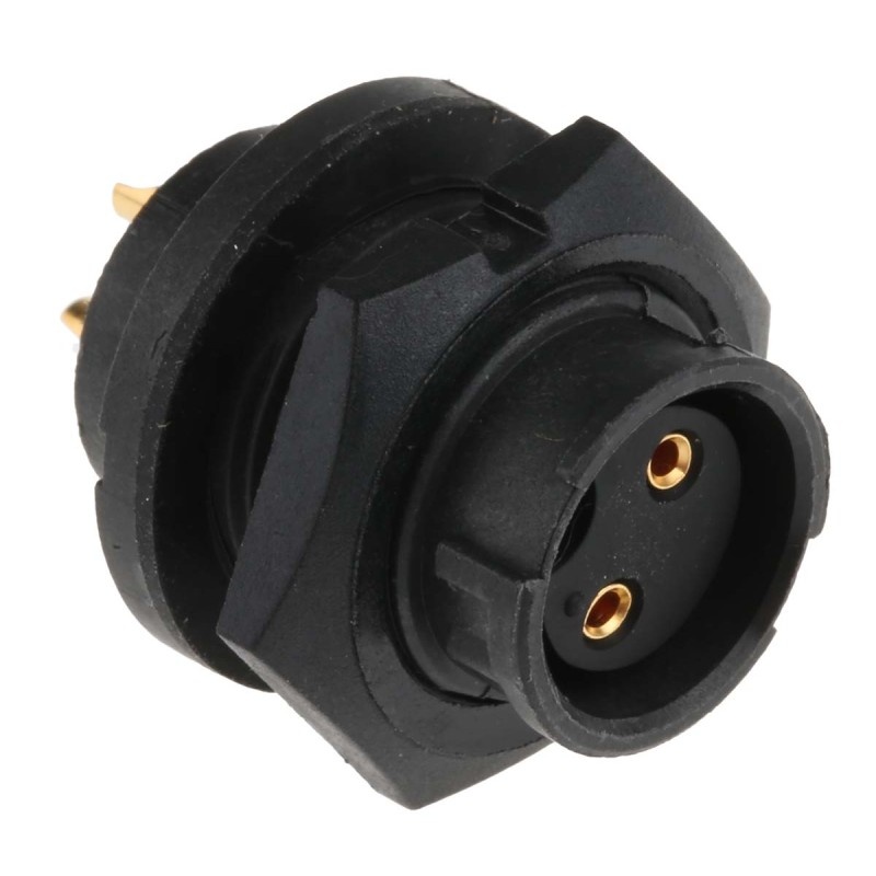 1 pcs - Switchcraft Circular Connector, 2 Contacts, Panel Mount, Plug, Female, IP68, IP69K, EN3 Series