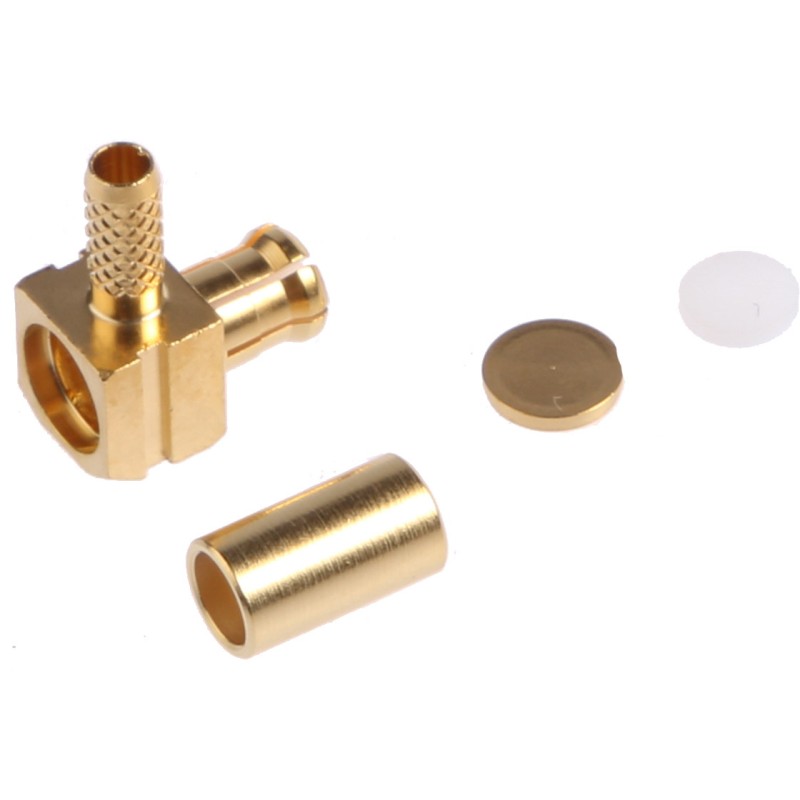 1 pcs - Radiall, Plug Cable Mount MCX Connector, 50Ω, Crimp Termination, Right Angle Body