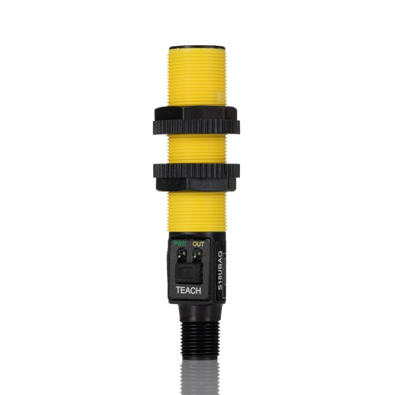 1 pcs - Banner Ultrasonic Barrel-Style Proximity Sensor, M18 x 1, 30 - 300 mm Detection, PNP & NPN Output, IP67