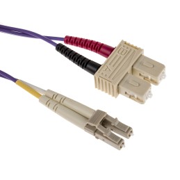 1 pcs - RS PRO LC to SC Duplex Multi Mode OM3 Fibre Optic Cable, 50/125μm, Purple, 3m