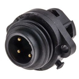 1 pcs - Amphenol Industrial Circular Connector, 4 Contacts, Panel Mount, Socket, Male, IP65, IP67, Ecomate Series