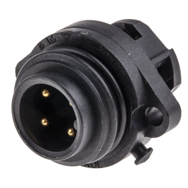 1 pcs - Amphenol Industrial Circular Connector, 4 Contacts, Panel Mount, Socket, Male, IP65, IP67, Ecomate Series