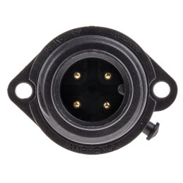 1 pcs - Amphenol Industrial Circular Connector, 4 Contacts, Panel Mount, Socket, Male, IP65, IP67, Ecomate Series