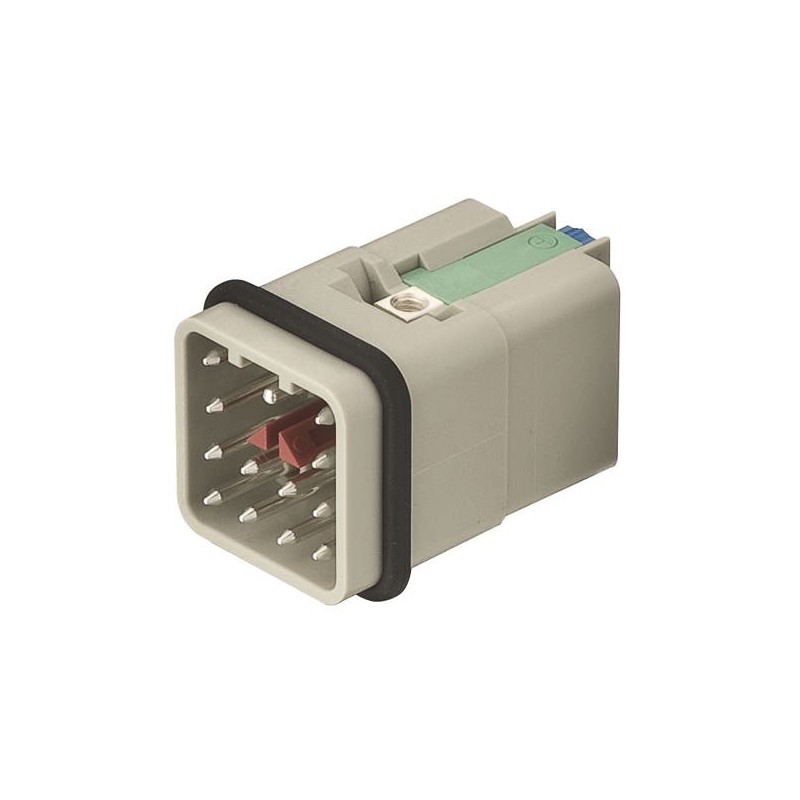 1 pcs - HARTING Heavy Duty Power Connector Insert, 10A, Male, Han Q Series, 12 Contacts