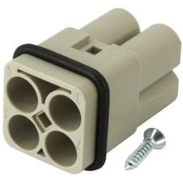 1 pcs - HARTING Heavy Duty Power Connector Insert, 40A, Male, Han-Modular Series, 3/0 Contacts