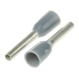 200 pcs - TE Connectivity Insulated Crimp Bootlace Ferrule, 8mm Pin Length, 1.2mm Pin Diameter, 0.75mm² Wire Size, Grey