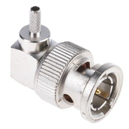 1 pcs - Telegartner, Plug Cable Mount BNC Connector, 75Ω, Crimp Termination, Right Angle Body