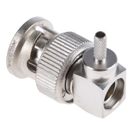 1 pcs - Telegartner, Plug Cable Mount BNC Connector, 75Ω, Crimp Termination, Right Angle Body