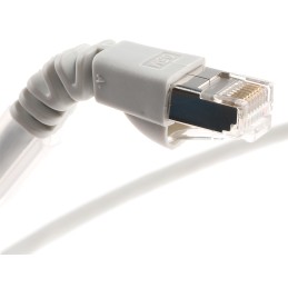 1 pcs - Weidmuller Cat6 Right Angle Male RJ45 to Straight Male RJ45 Ethernet Cable, S/FTP, Grey LSZH Sheath, 0.5m, Halogen Free