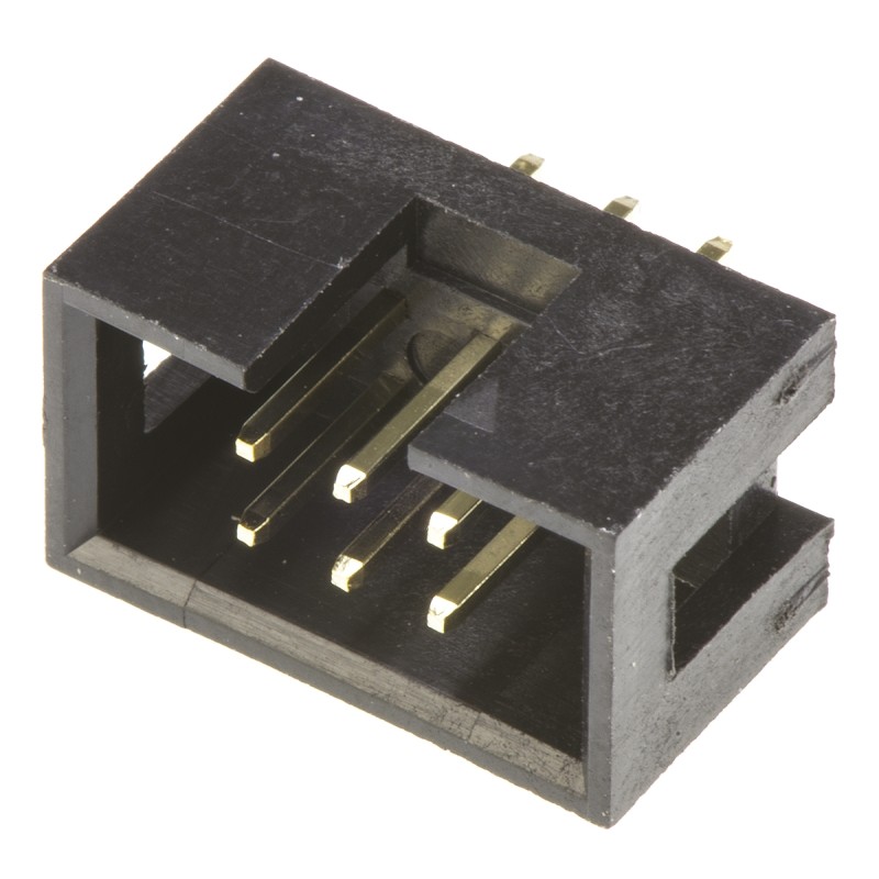 1 pcs - Amphenol T821 Series Straight Through Hole PCB Header, 6 Contact(s), 2.54mm Pitch, 2 Row(s), Shrouded