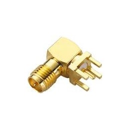 1 pcs : PCB.SMAFRA.HT - RF Connectors / Coaxial Connectors SMA RA PCB Mount, Jack, Gold, 50ohm, Through Hole Pin