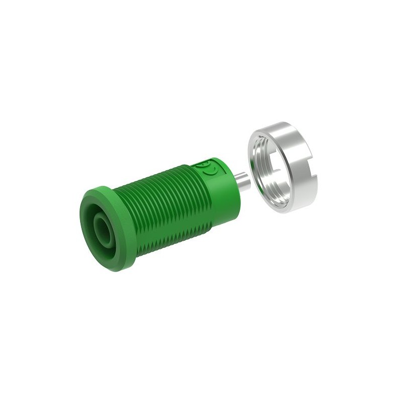 1 pcs - Electro PJP Green Female Banana Socket, 4 mm Connector, Tab Termination, 25A, 1kV