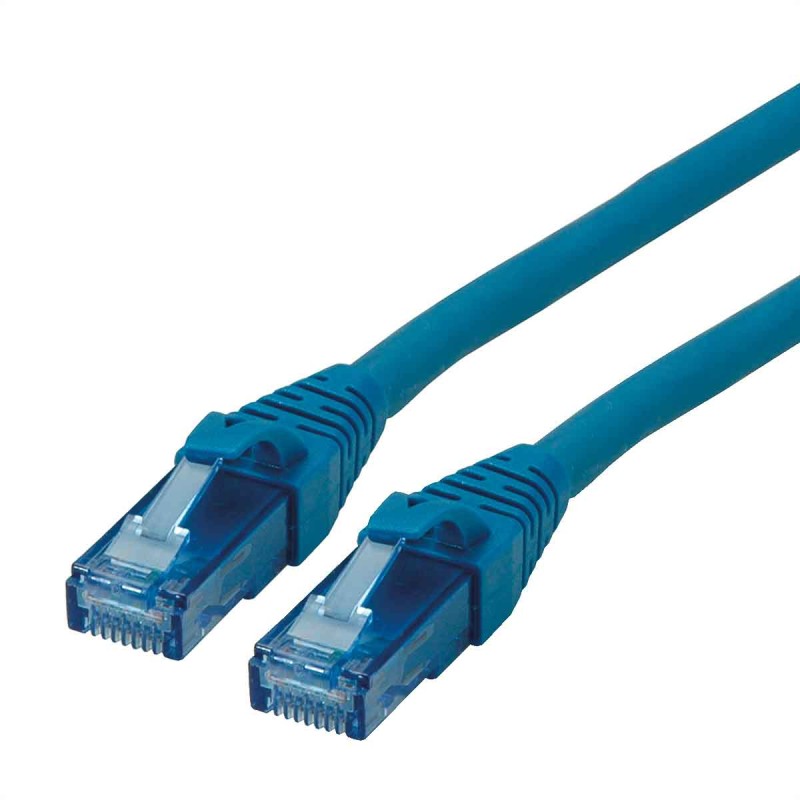 1 pcs - Roline Cat6a Male RJ45 to Male RJ45 Ethernet Cable, U/UTP, Blue LSZH Sheath, 0.5m, Low Smoke Zero Halogen (LSZH)