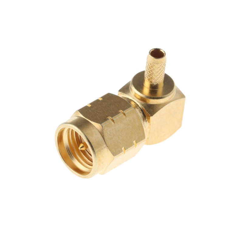 1 pcs - RS PRO, Plug Cable Mount SMA Connector, 50Ω, Crimp Termination, Right Angle Body
