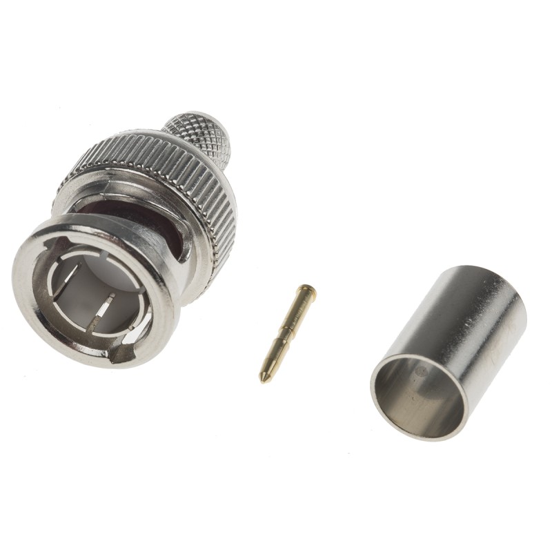 1 pcs - RS PRO, Plug Cable Mount BNC Connector, 75Ω, Crimp Termination, Straight Body
