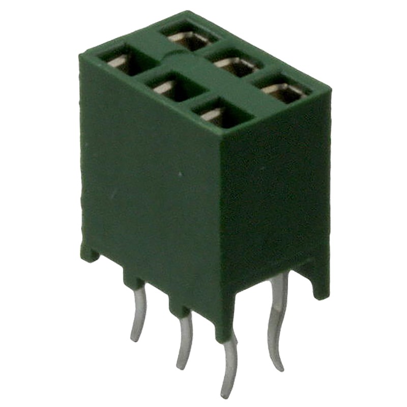 10 pcs - TE Connectivity AMPMODU HV100 Series Straight Through Hole Mount PCB Socket, 6-Contact, 2-Row, 2.54mm Pitch, Solder