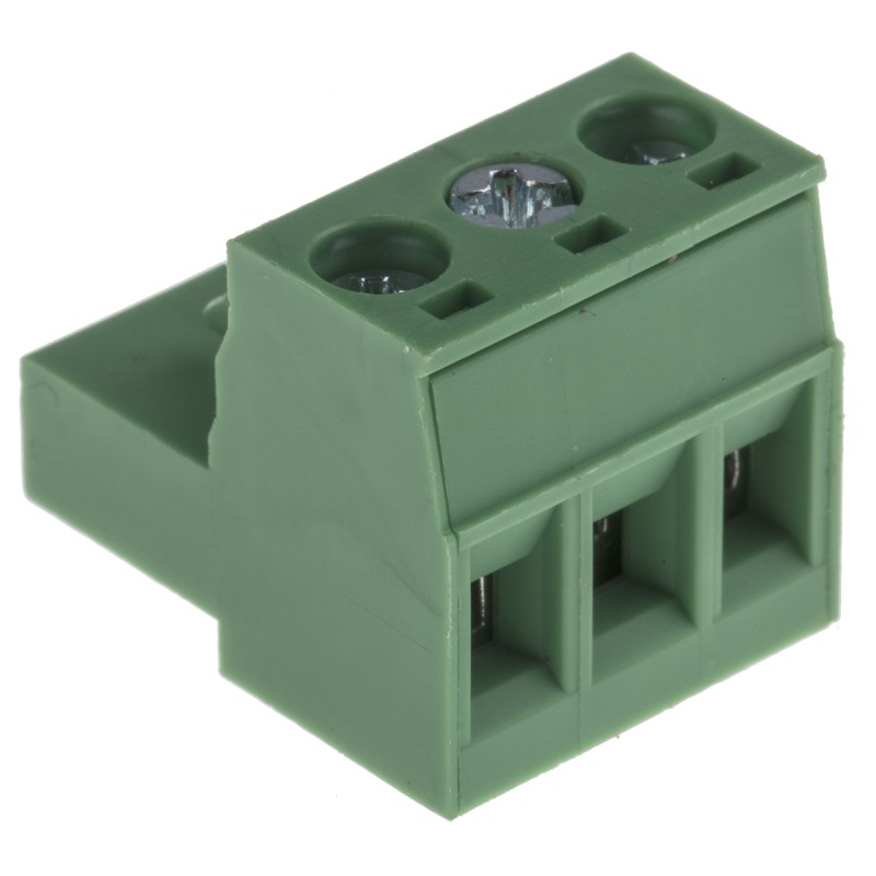 10 pcs - RS PRO 5mm Pitch 3 Way Pluggable Terminal Block, Plug, Through Hole, Screw Termination