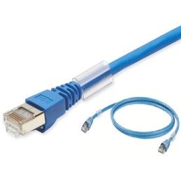 1 pcs - Omron Cat6a Male RJ45 to Male RJ45 Ethernet Cable, S/FTP, Blue LSZH Sheath, 300mm, Low Smoke Zero Halogen (LSZH)