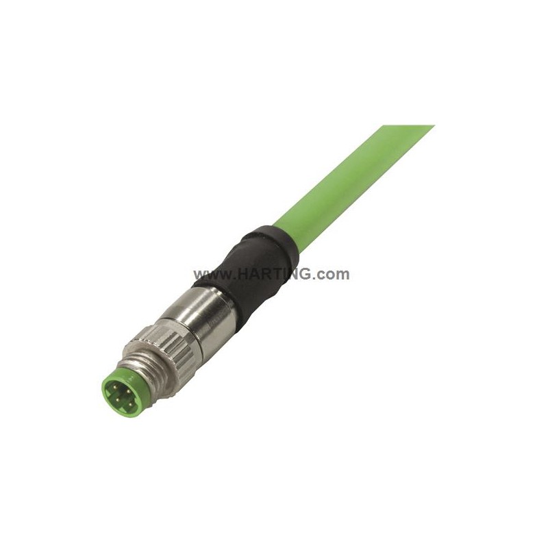 1 pcs - HARTING Straight Male 4 way M8 to Straight Male 4 way M8 Sensor Actuator Cable, 10m