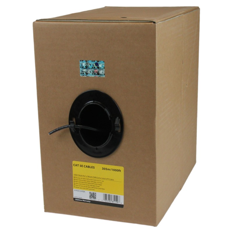 1 pcs - Startech Cat5e Ethernet Cable, U/UTP, Black PVC Sheath, 305m, CMR Rated