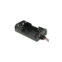 1 pcs : 12BH324A-GR - Cylindrical Battery Contacts, Clips, Holders & Springs 2 'AA' W/6' LDS BLK